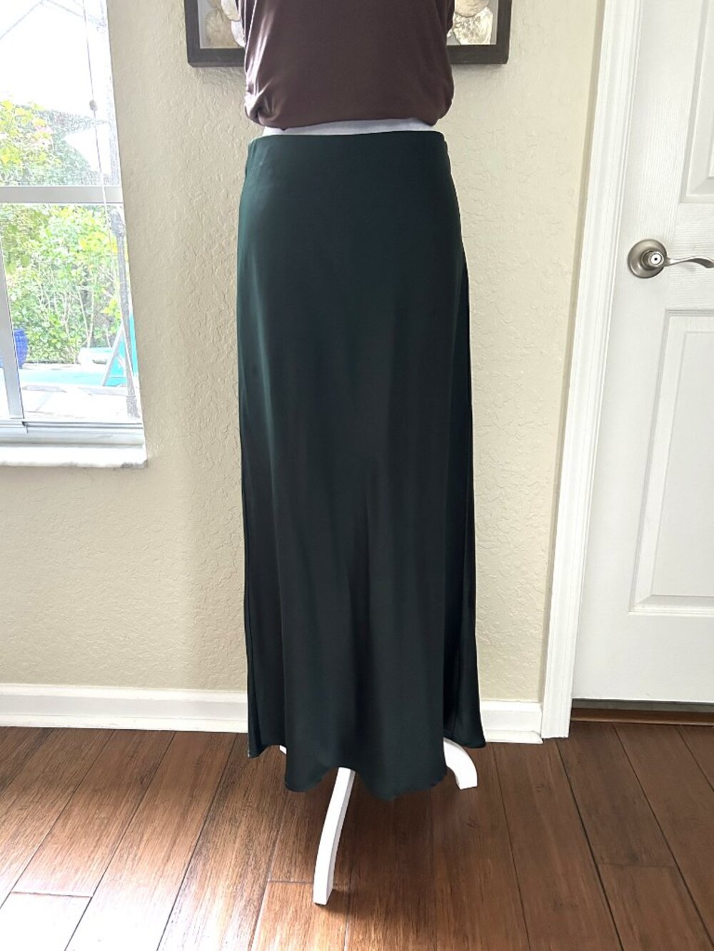 NWOT Rachel Zoe Forest Green Satin Midi Skirt